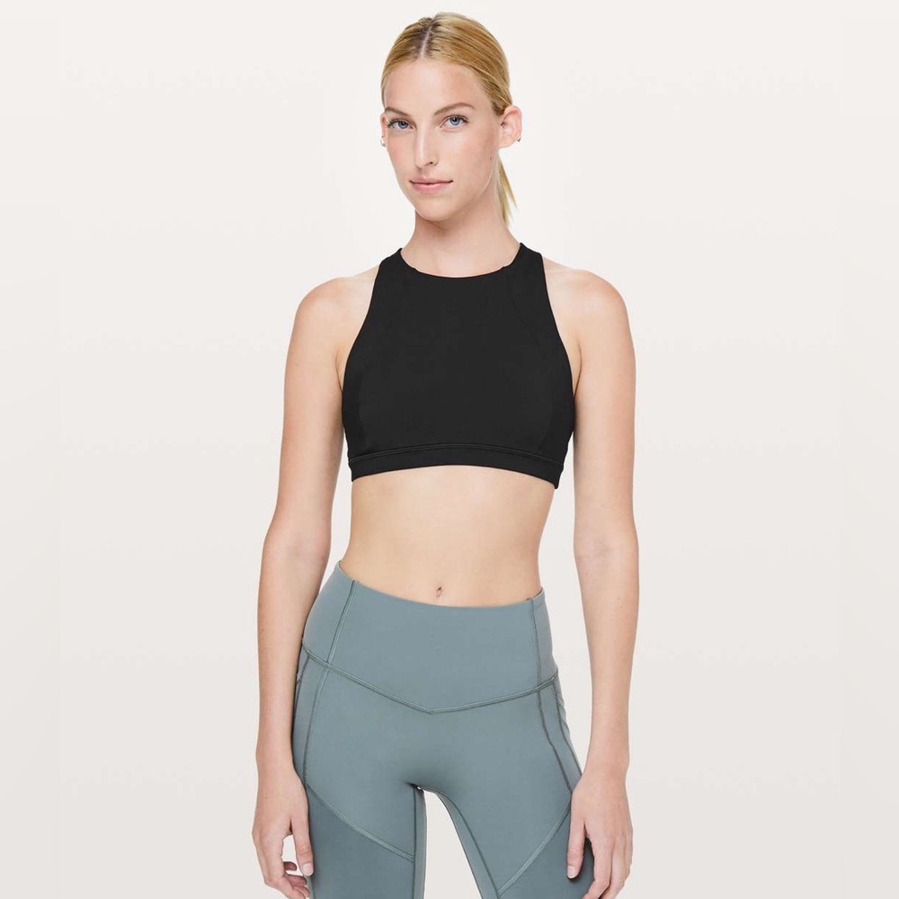 lululemon | Free to Be Serene Black High-Neck Sports Bra, Size 8